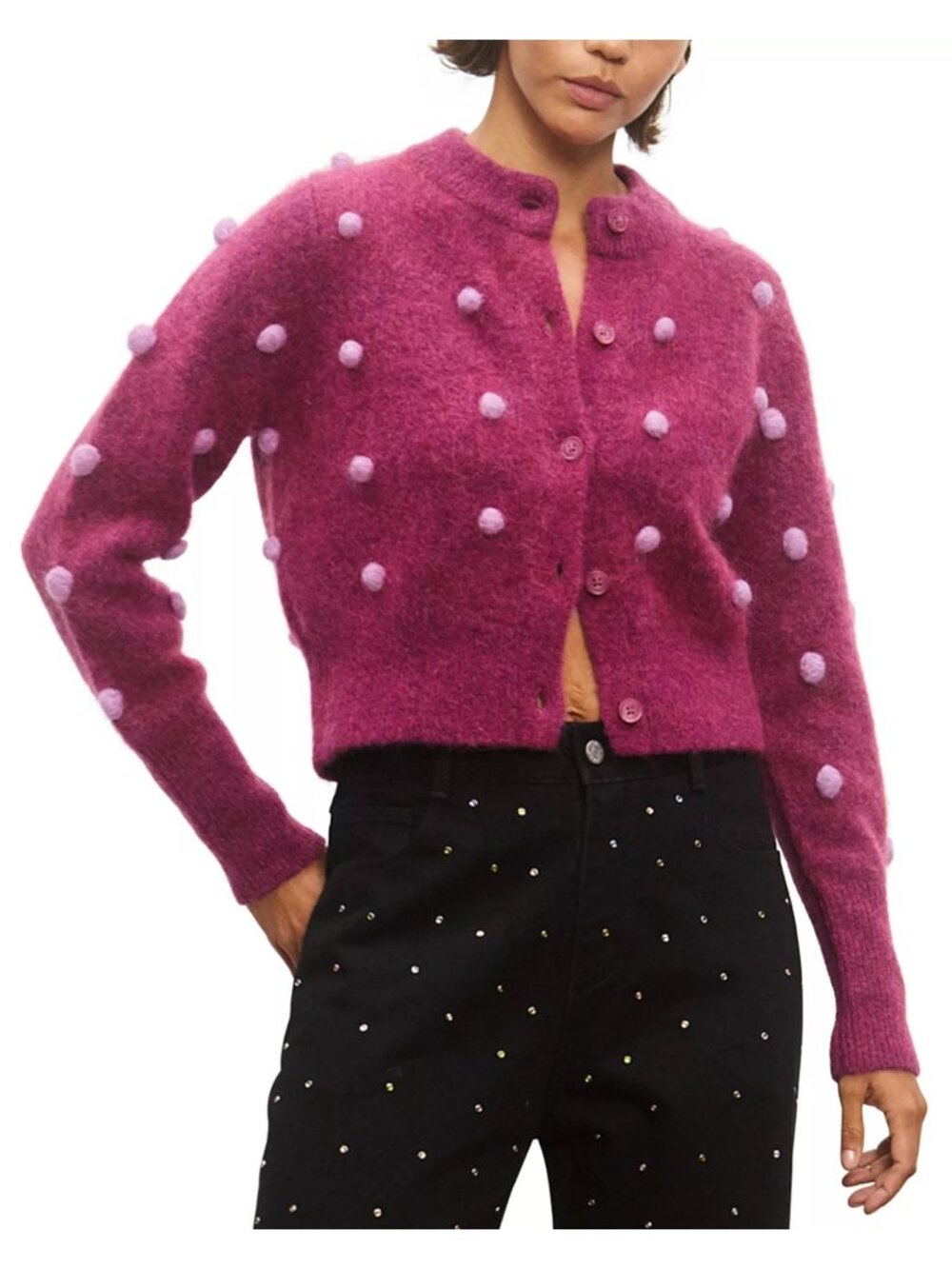 NWT Alemais Elia Cropped Cardigan Mulberry Size XS